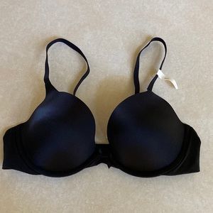 Aerie “Brooke” Bra 36B black satin push up NWT